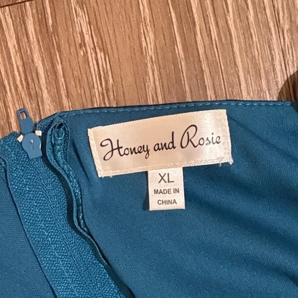 Honey and Rosie Teal Satin Mini Dress - Picture 3 of 3